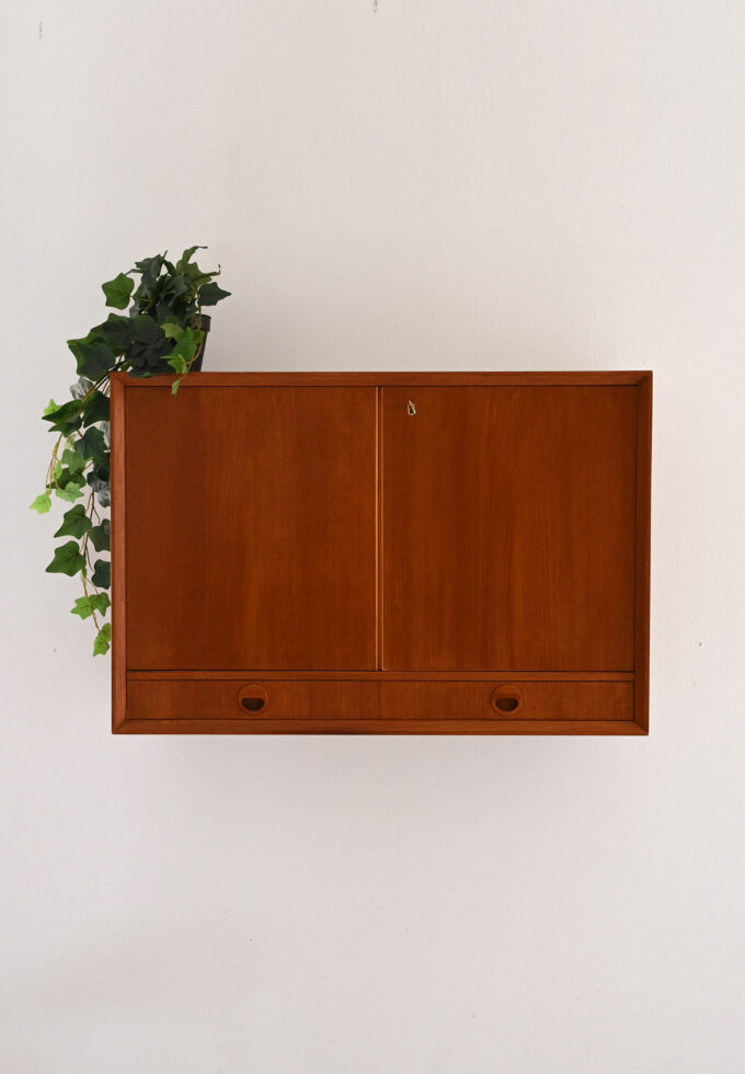 Vintage Scandinavian teak wall cabinet 60s-a