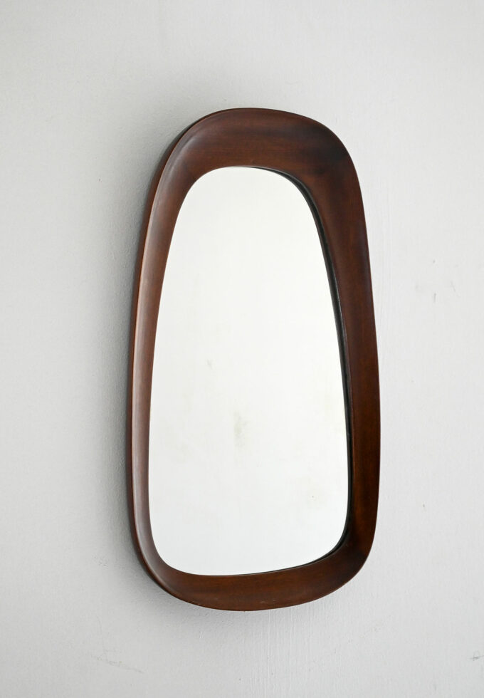 Scandinavian vintage mahogany shaped mirror-a