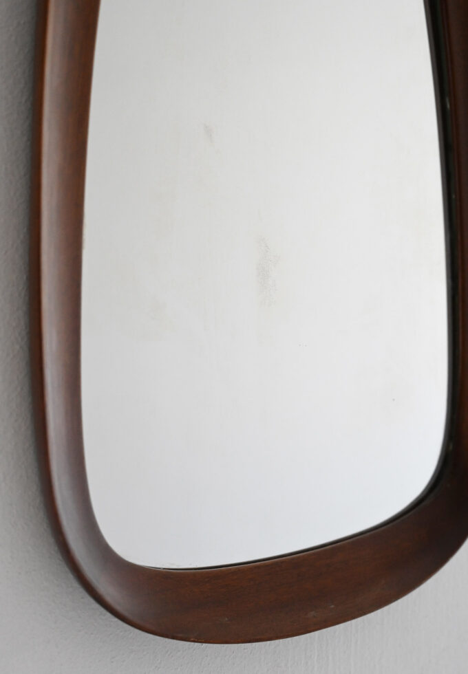 Scandinavian vintage mahogany shaped mirror-b