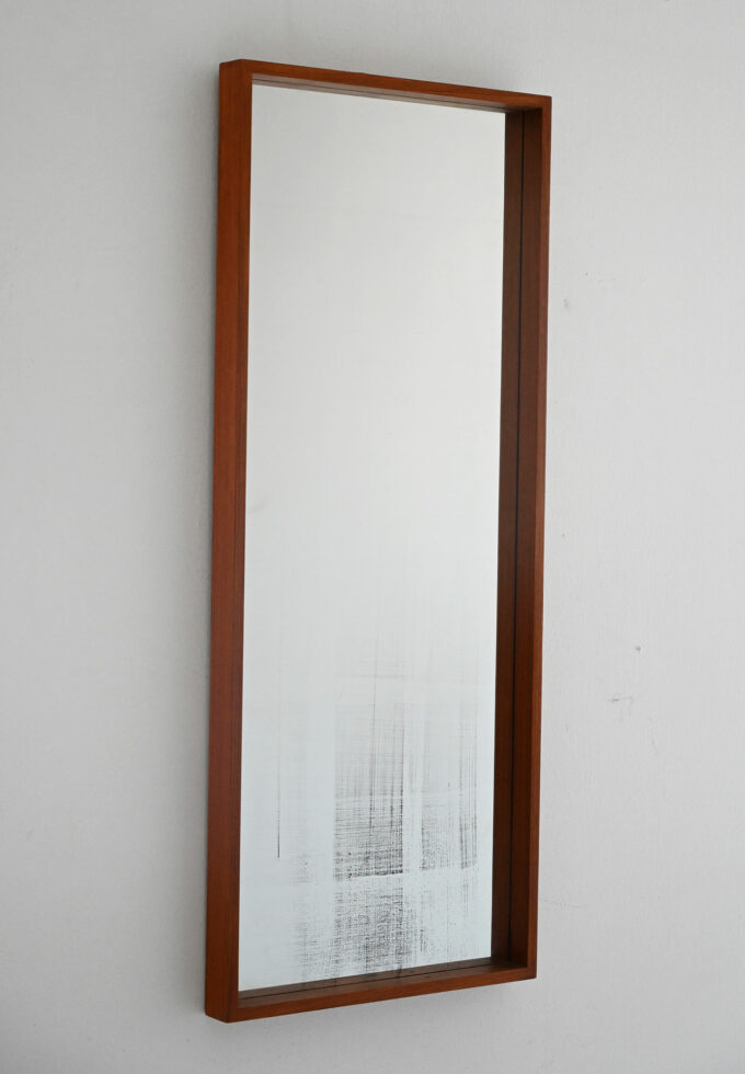 Scandinavian 1970s teak minimalist style mirror-a