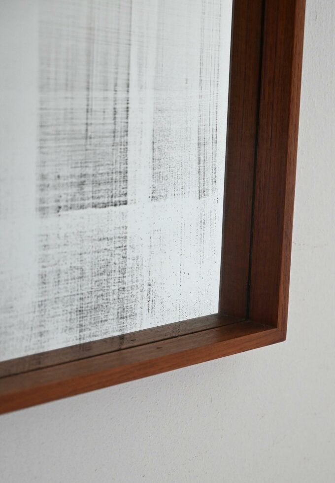 Scandinavian 1970s teak minimalist style mirror-b