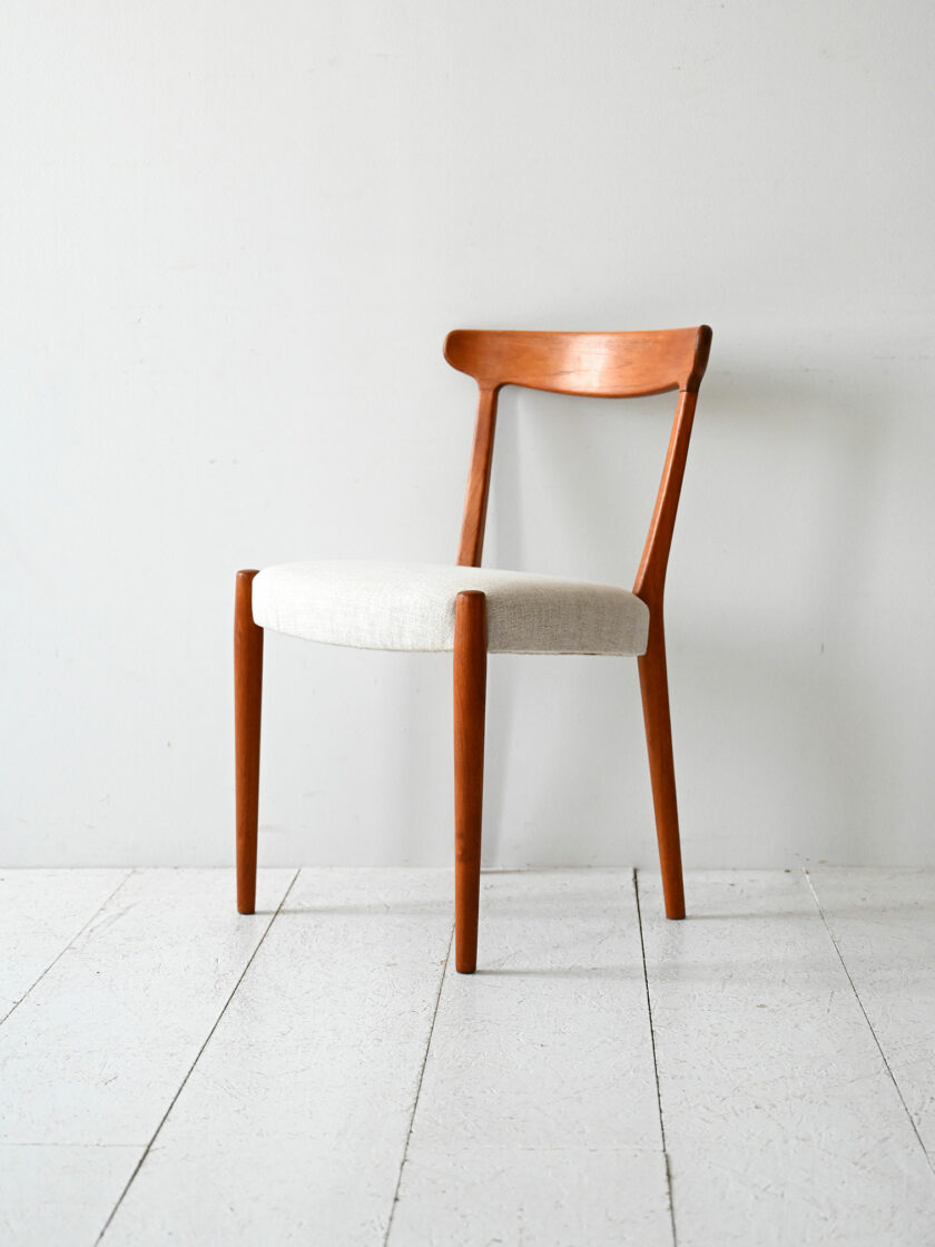 Sedia scandinava vintage anni 60 in teak curvato-c
