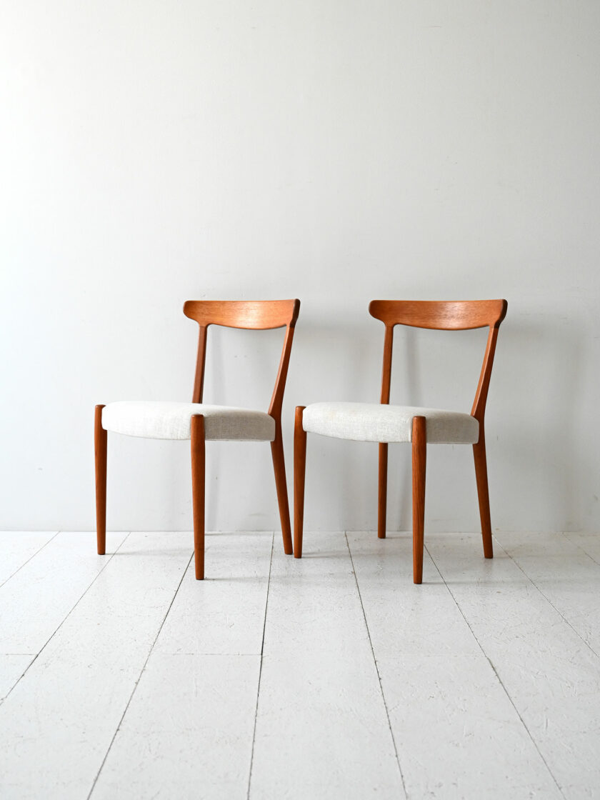 Pair of Scandinavian 1960s curved teak chairs-a