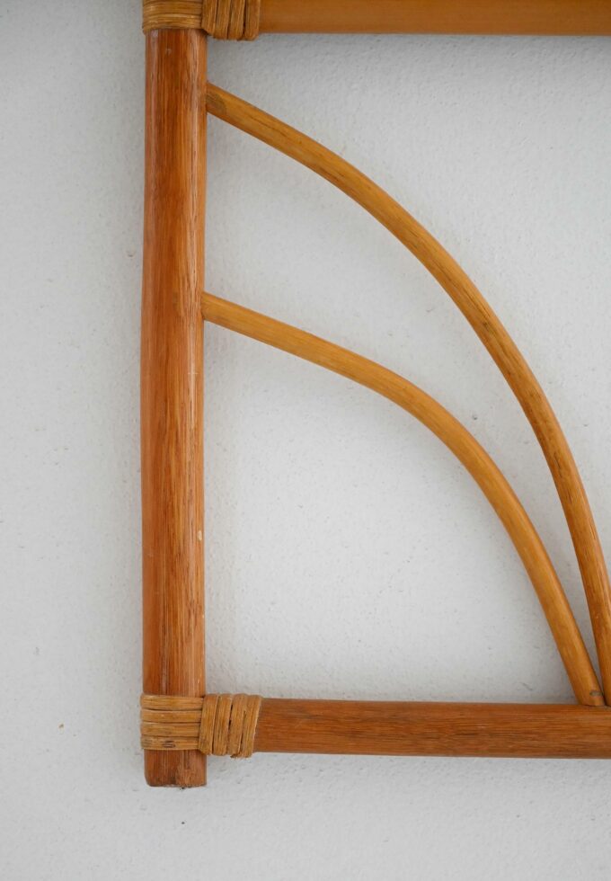 Scandinavian 1970s curved bamboo mirror-b
