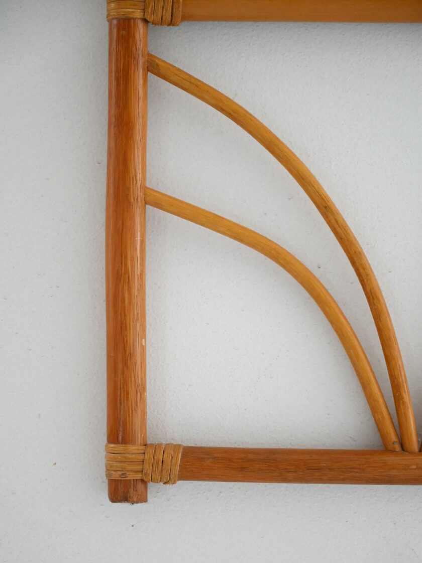 Scandinavian 1970s curved bamboo mirror-b