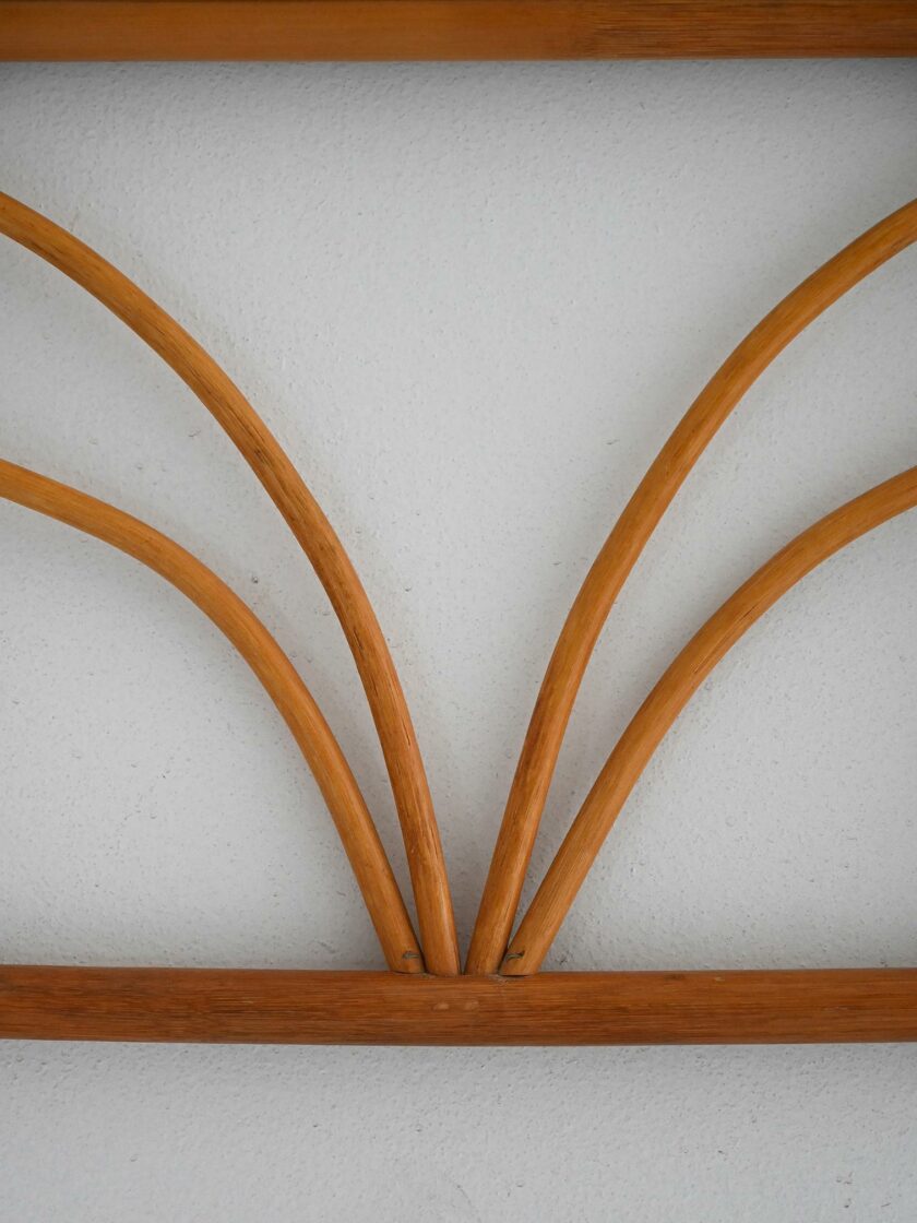 Scandinavian 1970s curved bamboo mirror-c