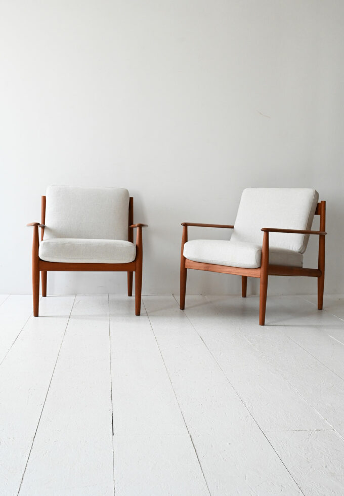 Pair of teak armchairs by Grete Jalk for France & Daverkosen-a