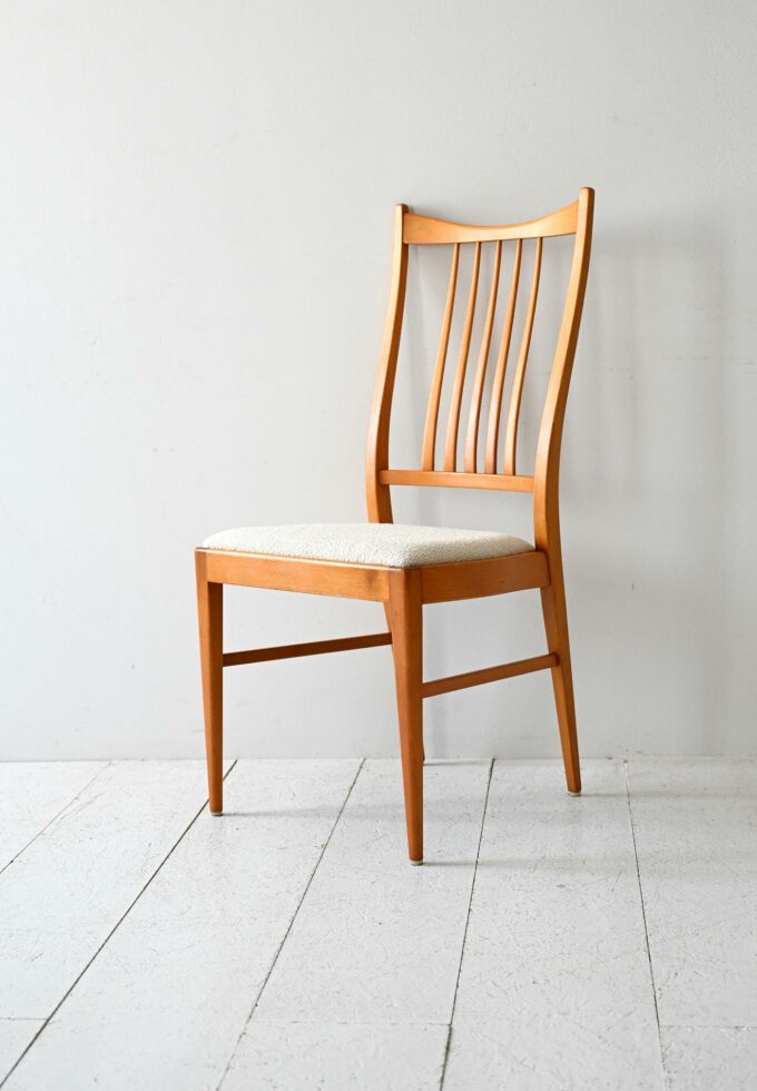 Set of 4 vintage 50s/60s Scandinavian chairs in beech-b