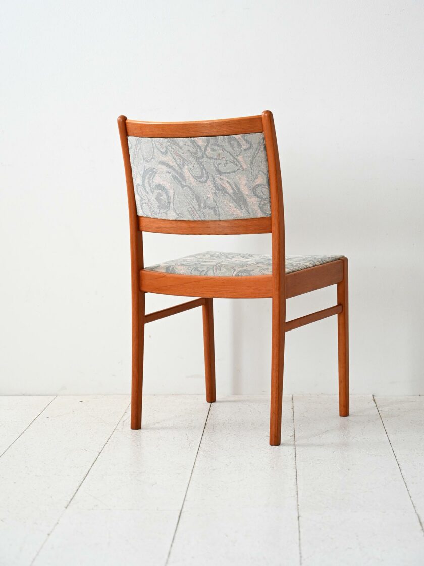 Set 4 sedie scandinave anni 60 in teak con tappezzeria originale-d