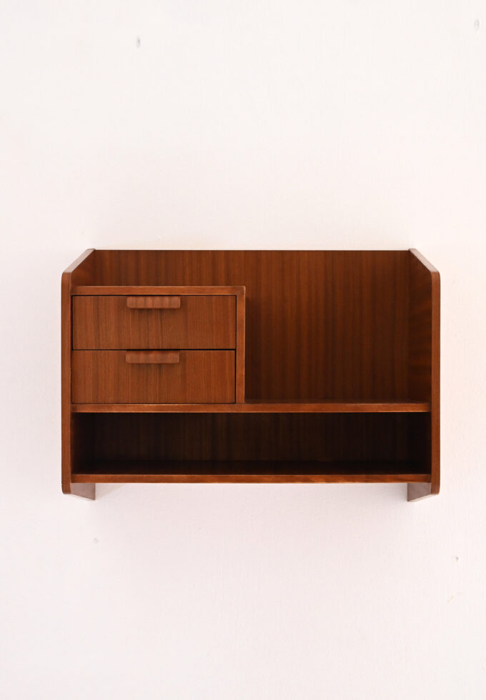 Scandinavian 1960s mahogany hanging nightstand with drawers-b