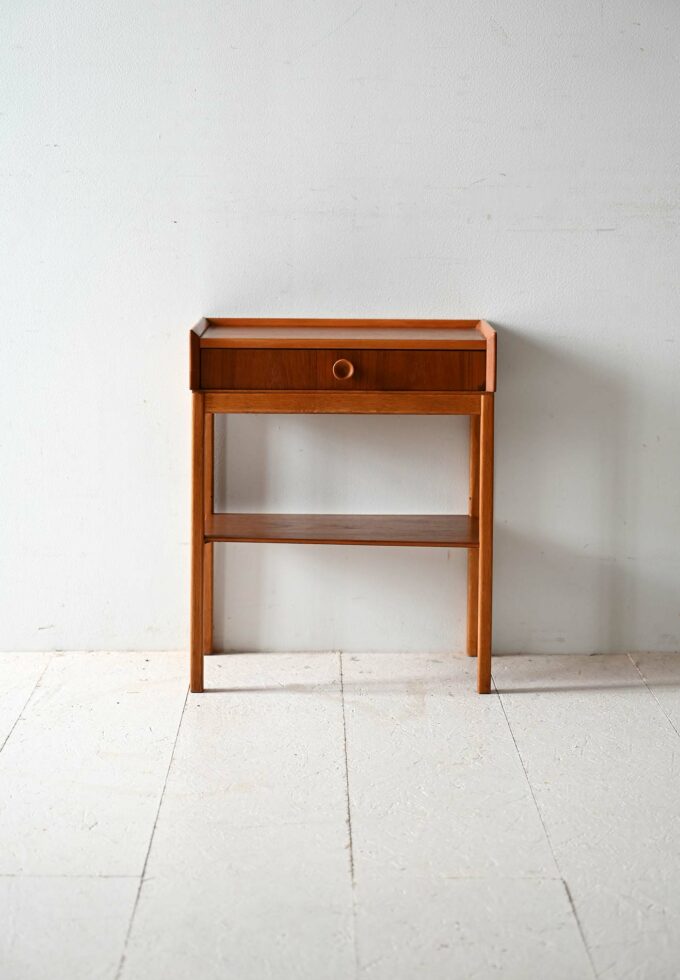 Comodino scandinavo anni ’60 in teak e rovere-b