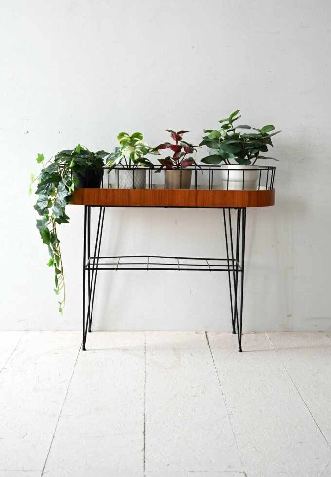 Portafiori scandinavo anni ’60 in teak e metallo-a