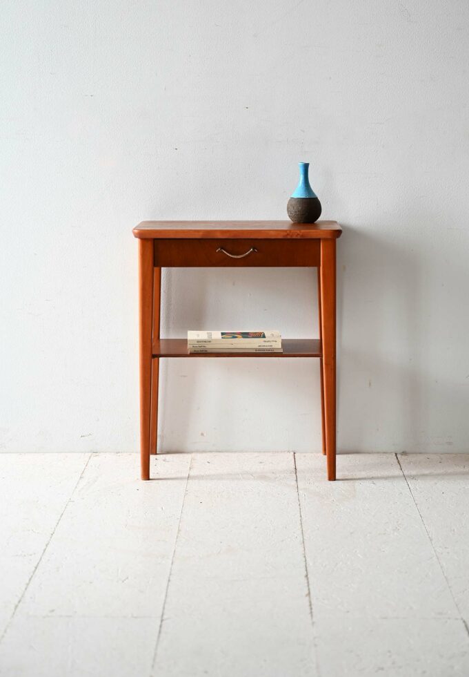 Comodino scandinavo anni ’50 teak e mogano-a
