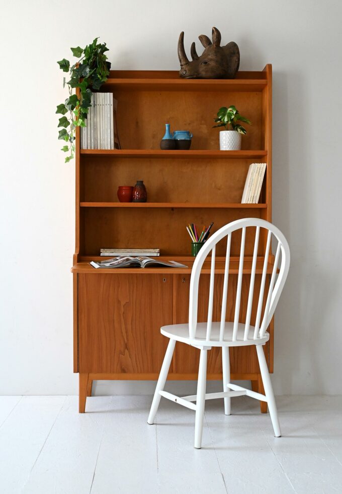 Scandinavian vintage bookcase in light-colored elm-a