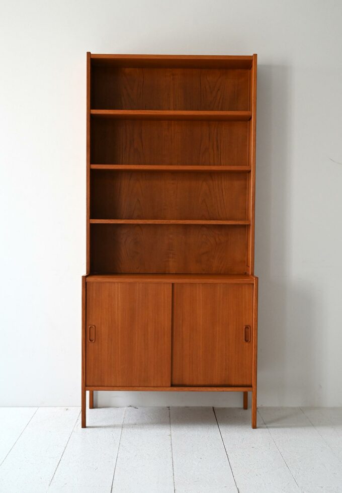 Scandinavian vintage teak bookcase with exposed joints-b