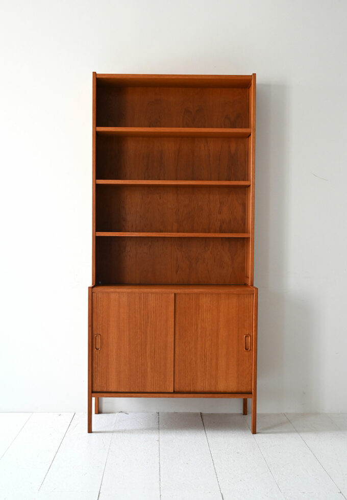 Scandinavian vintage teak bookcase with exposed joints-b