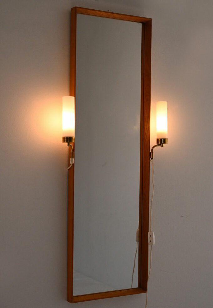 Vintage 1950s mirror with integrated wall sconces-a