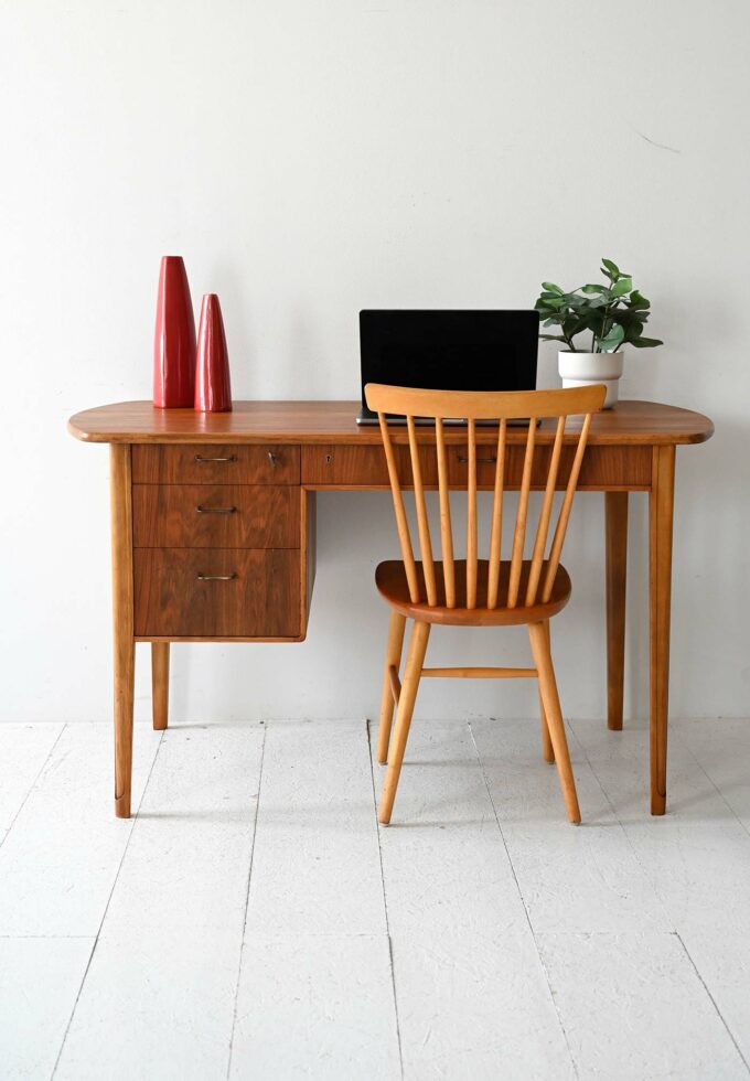 Vintage 1950s/60s Scandinavian desk in ash and walnut-a