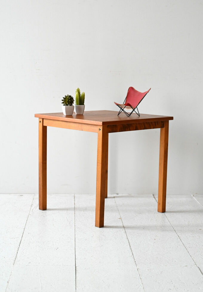 Scandinavian vintage oak coffee table with burl inserts-a