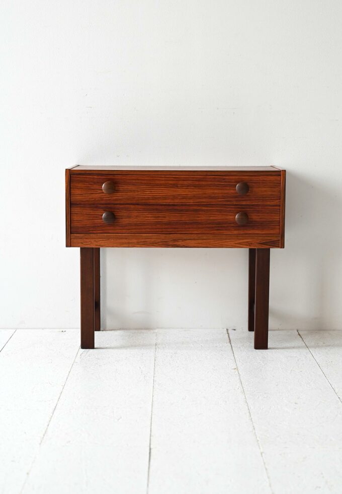 Scandinavian vintage rosewood bedside table with two drawers-b