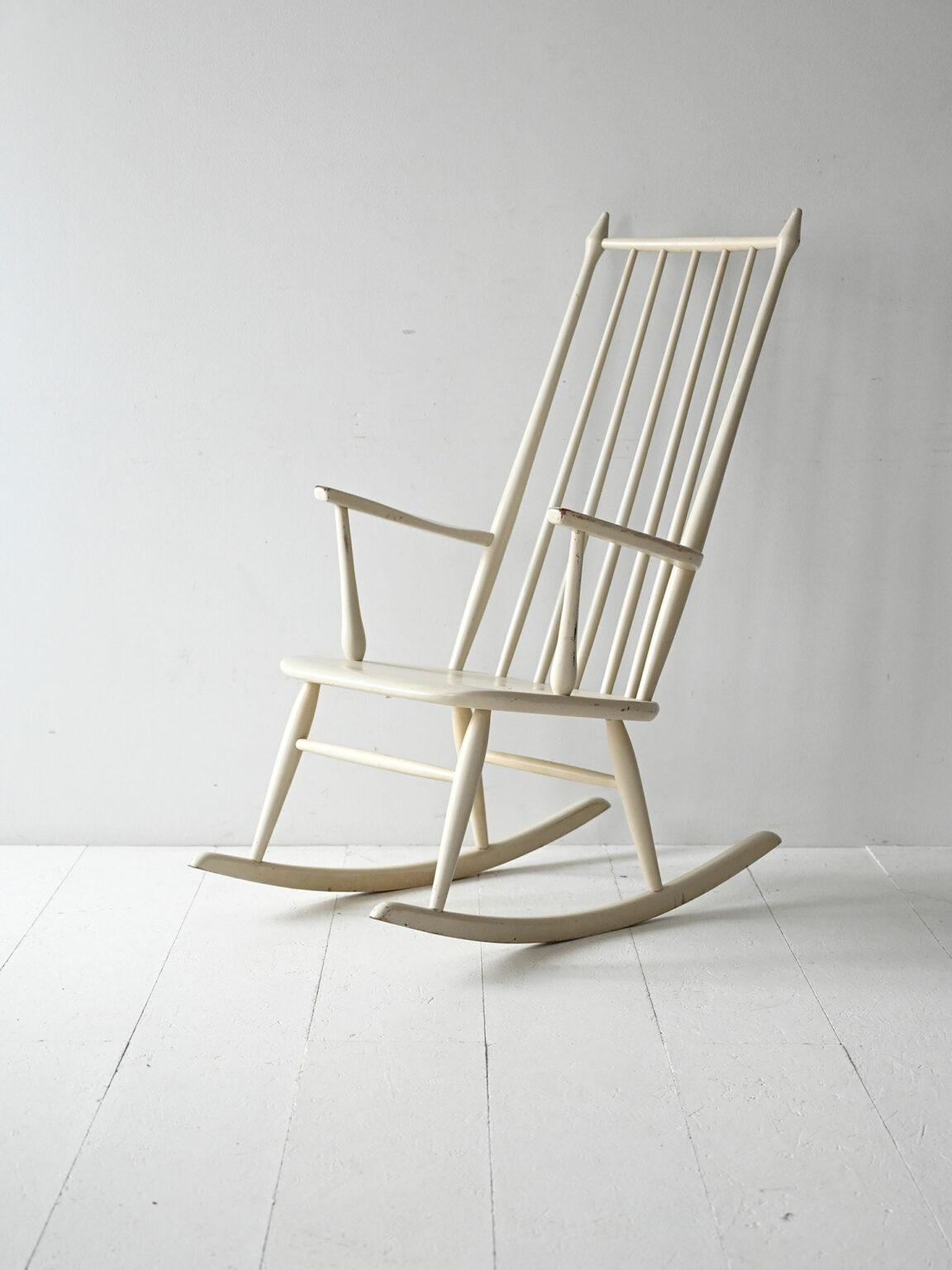 Scandinavian Vintage Rocking Chair In White Lacquered Wood Casafika scandinavian-vintage-rocking-chair-in-white-lacquered-wood-casafika