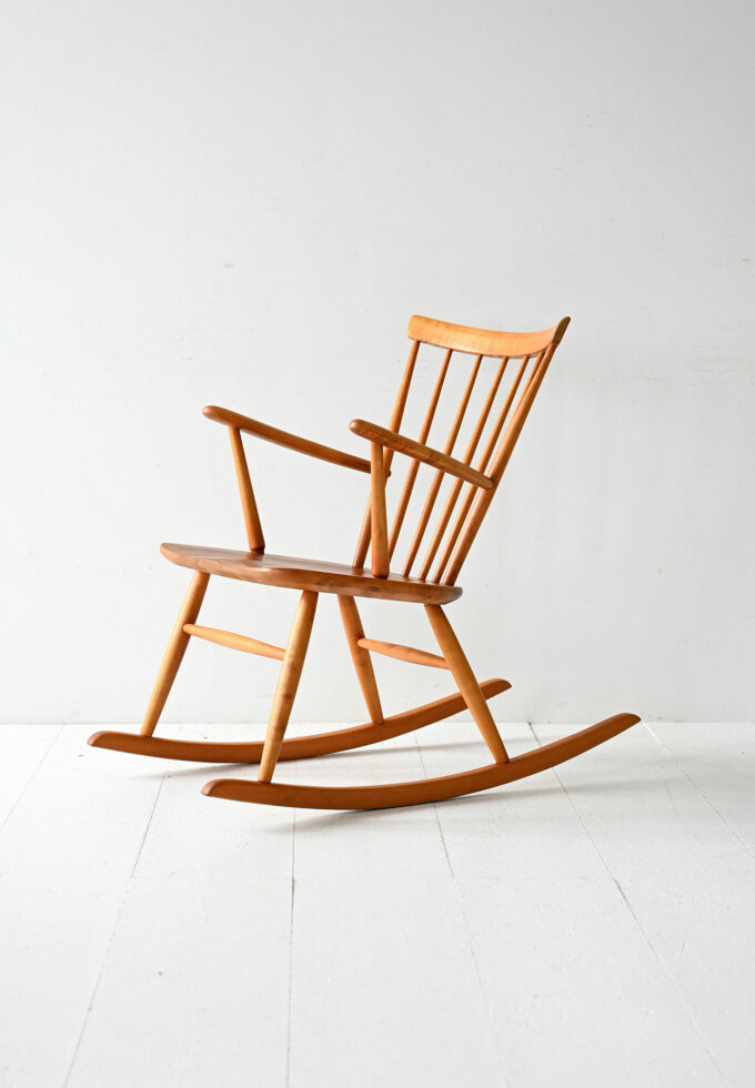 Scandinavian 50s/60s beech and teak rocking chair-a