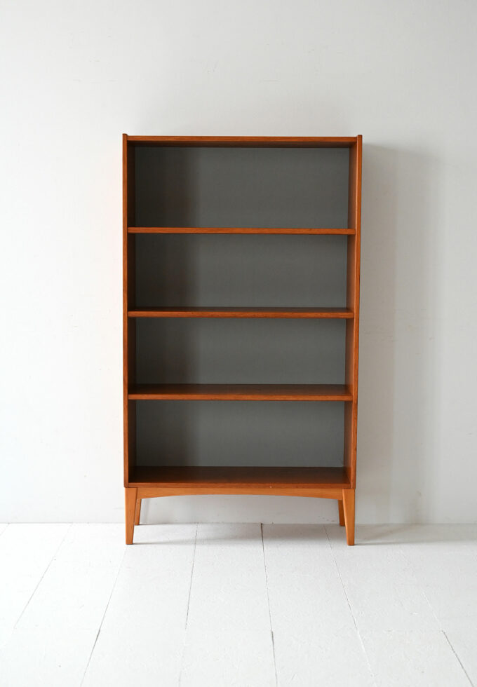Scandinavian vintage teak bookcase with exposed shelves-b
