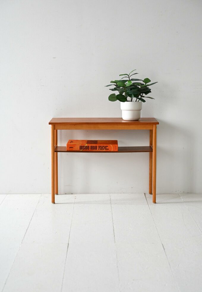 Tavolino scandinavo vintage anni 50 in faggio e teak-a