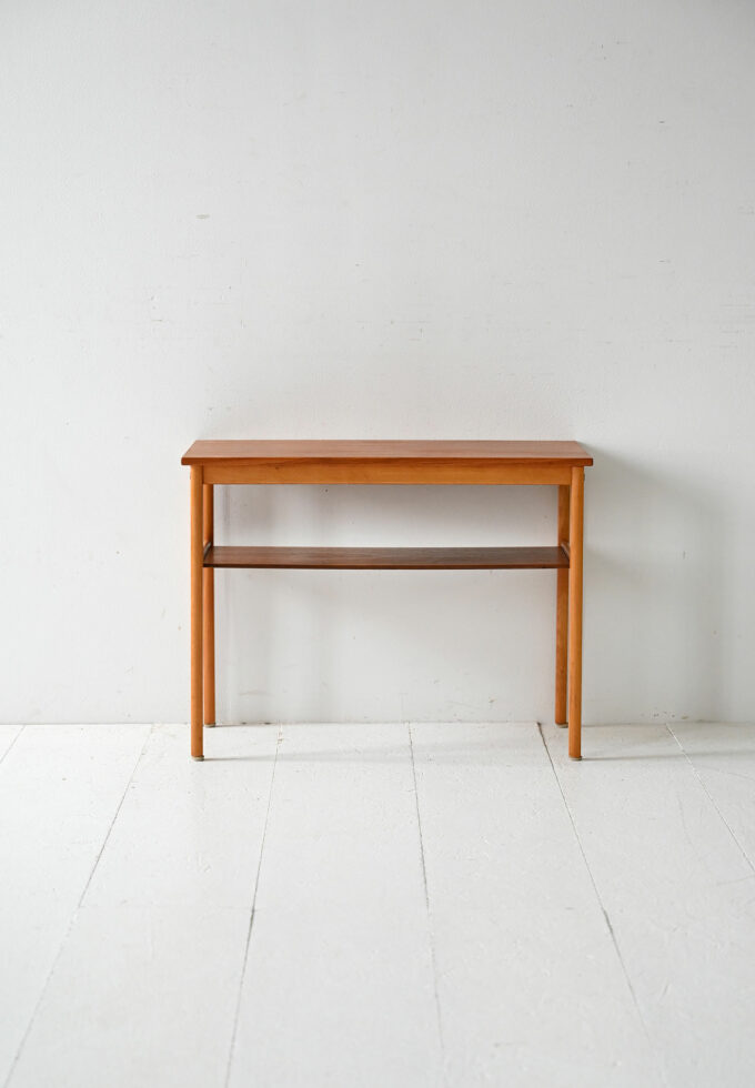Tavolino scandinavo vintage anni 50 in faggio e teak-b