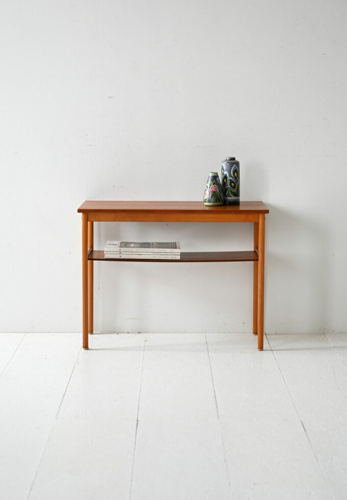 Tavolino scandinavo vintage anni 50 in faggio e teak-a