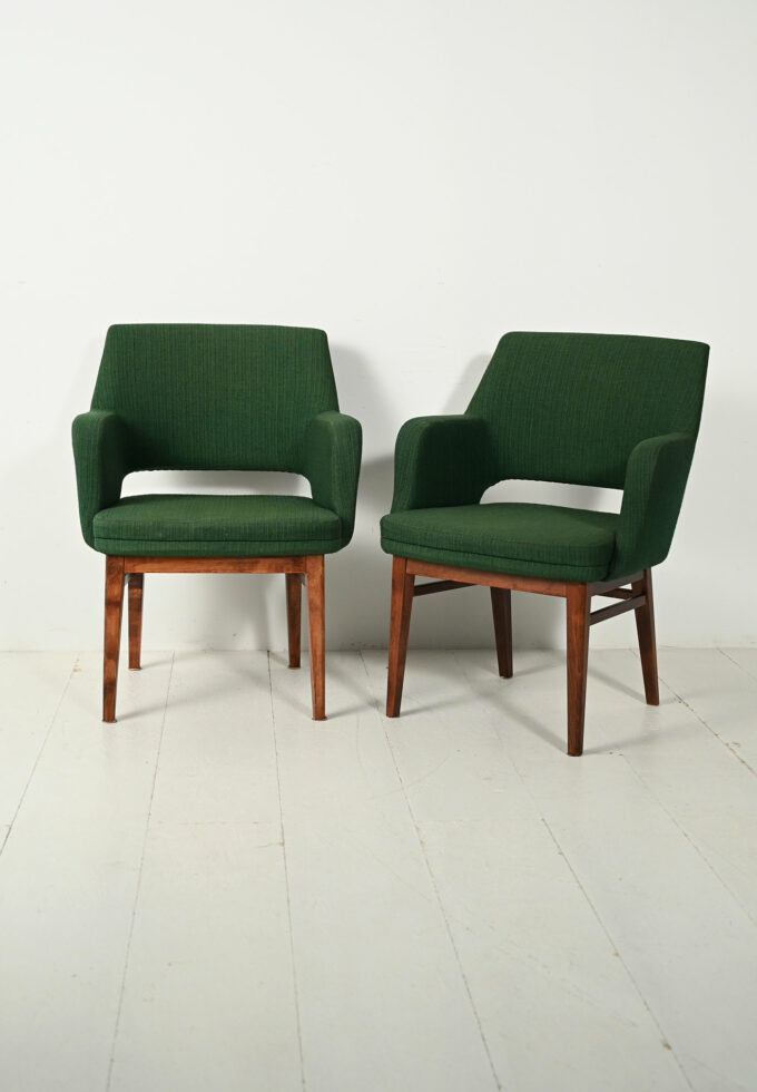 Pair of green Oslosund armchairs by Kinnarps 1950s-a