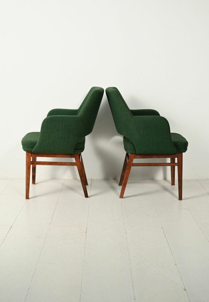 Pair of green Oslosund armchairs by Kinnarps 1950s-c
