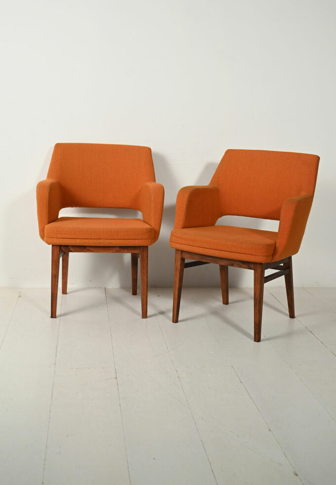 Pair of Oslosund armchairs by Kinnarps orange 1950s-a