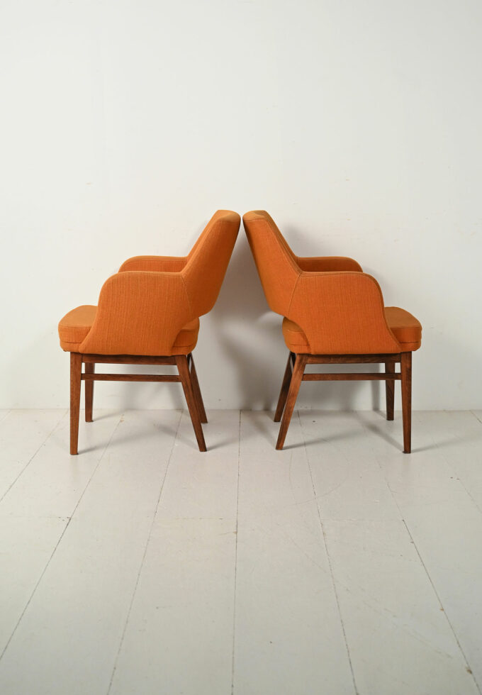 Pair of Oslosund armchairs by Kinnarps orange 1950s-c