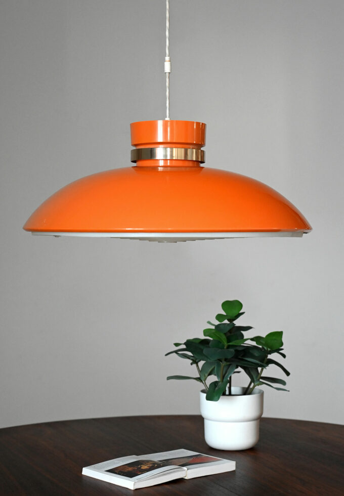 Scandinavian 1960s pendant lamp in orange plastic-a