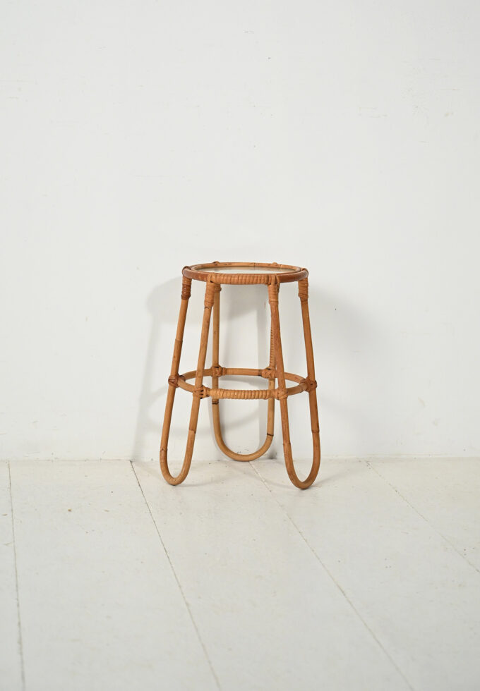 Portafiori scandinavo circolare in bambù anni '60-b