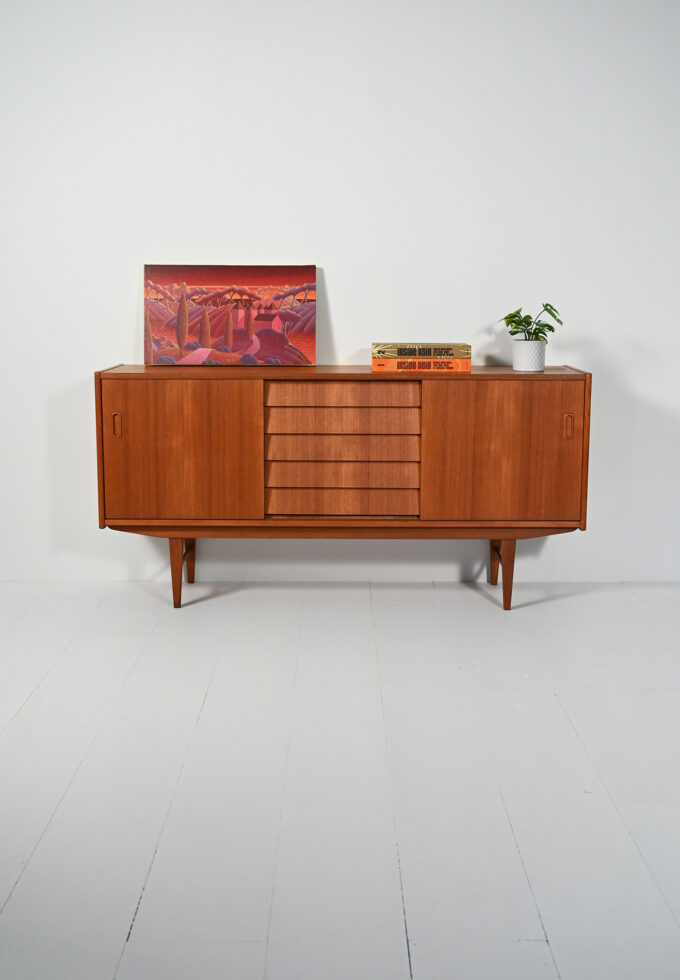 Sideboard scandinavo con cassetti a latta anni 50/60-a