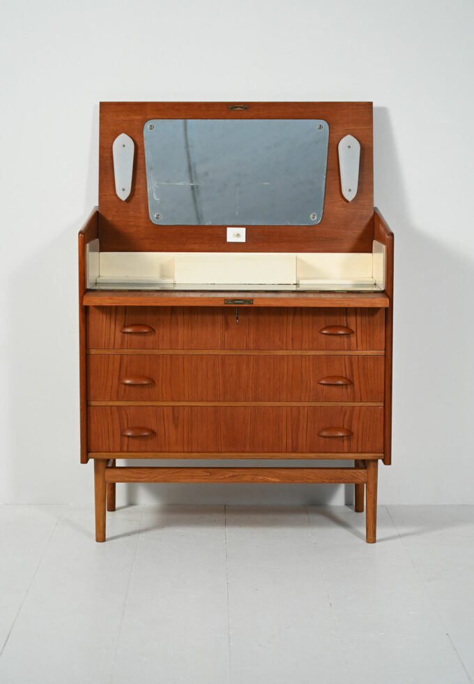 Toeletta con cassettiera scandinava in teak anni 50/60-a