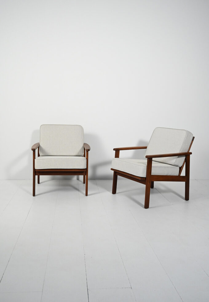 Pair of Danish teak-a armchairs
