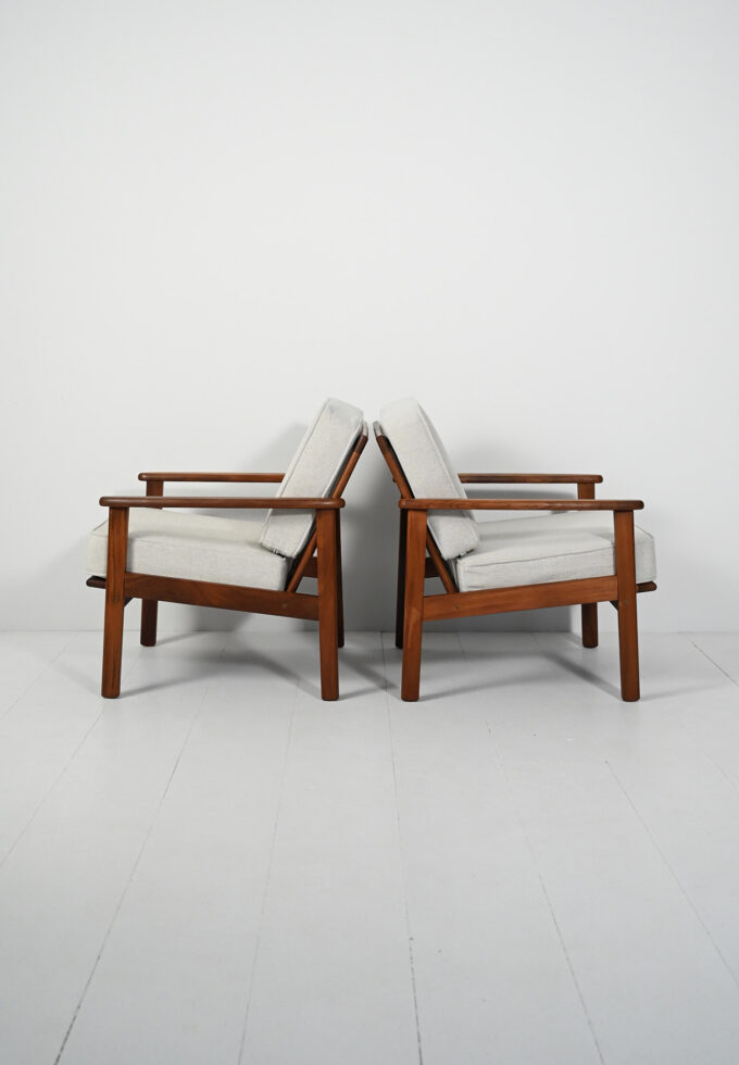 Pair of Danish teak-d armchairs