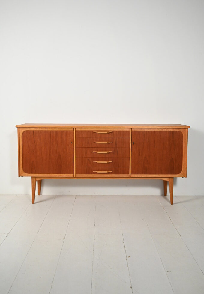 Sideboard scandinavo in teak e rovere-b