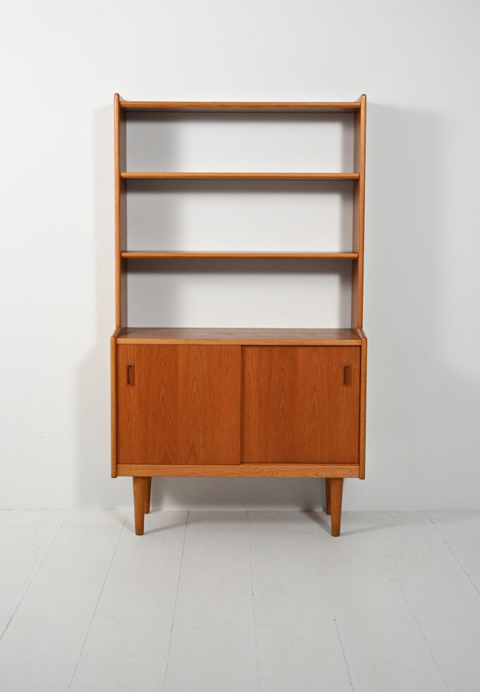 Scandinavian 1960s teak bookcase with storage compartment-b