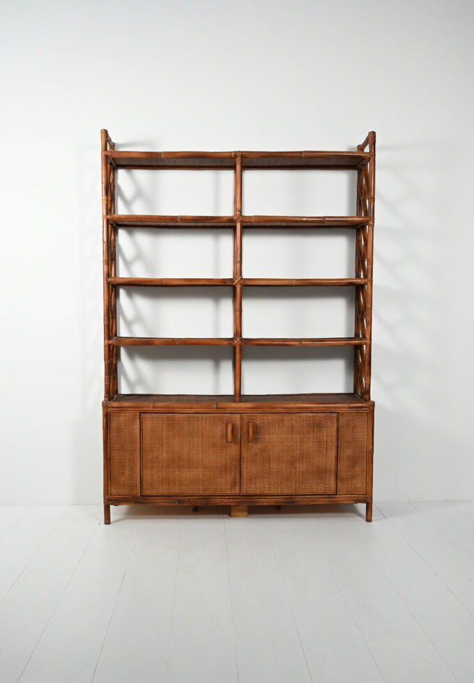 Bamboo and rattan bookcase, 1960s-b
