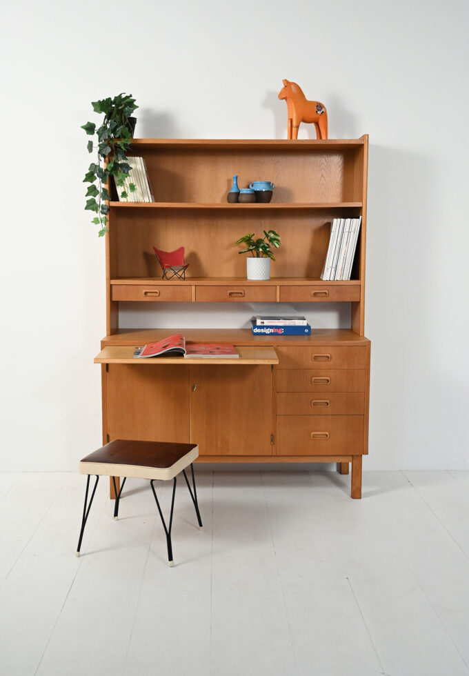 Scandinavian oak sideboard-bookcase, 1960s-a