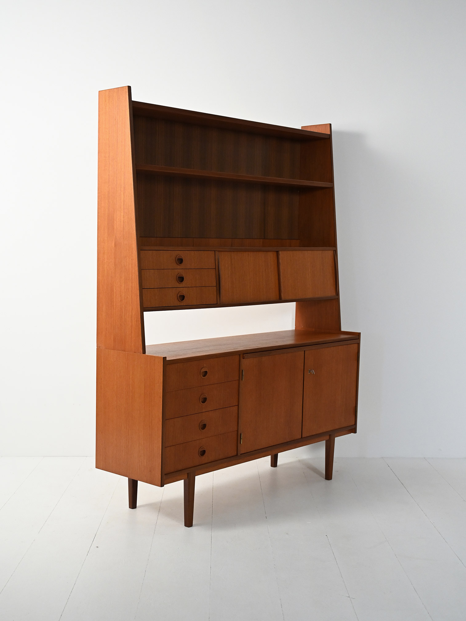 Sideboard libreria teak mogano-f Sideboard con libreria in teak e mogano-f