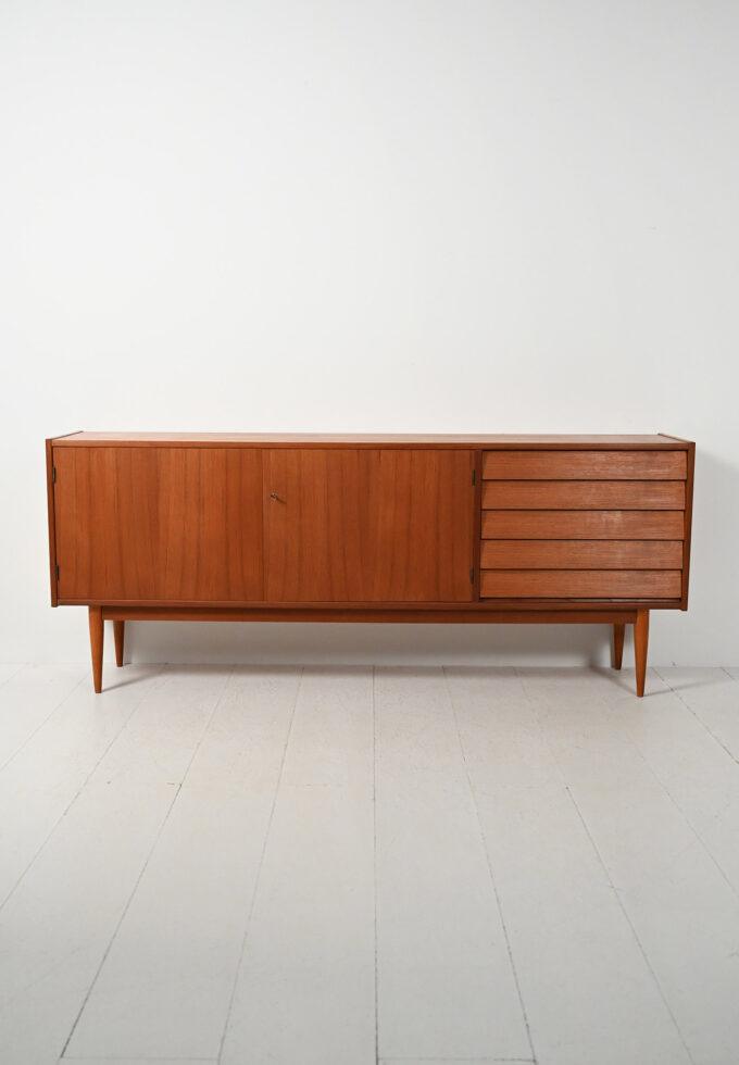 Scandinavian sideboard with 1950s-b tile drawers.