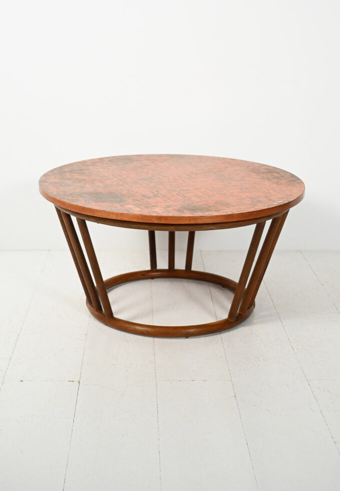 Coffee table rotondo in bambù e rame-b