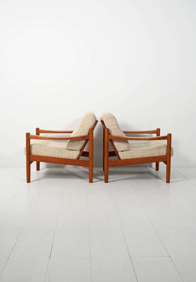 Pair of Danish armchairs with beige cushions 1950s-c