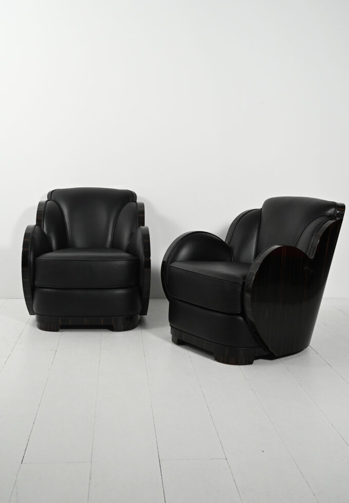 Pair of Scandinavian armchairs in Art Deco-a style.
