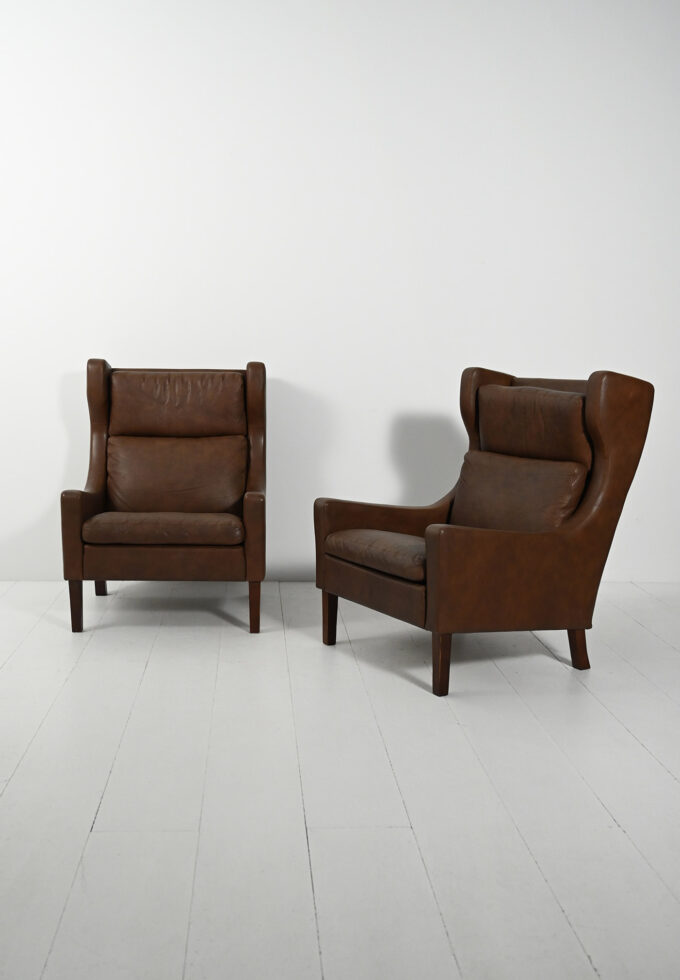 Pair of Danish moorhead-colored leather armchairs-a